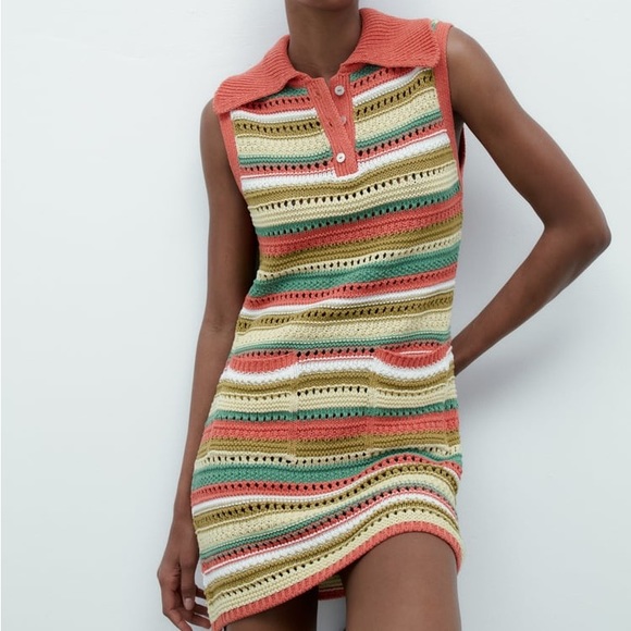 Zara Striped Knit Dress M - Picture 2 of 10